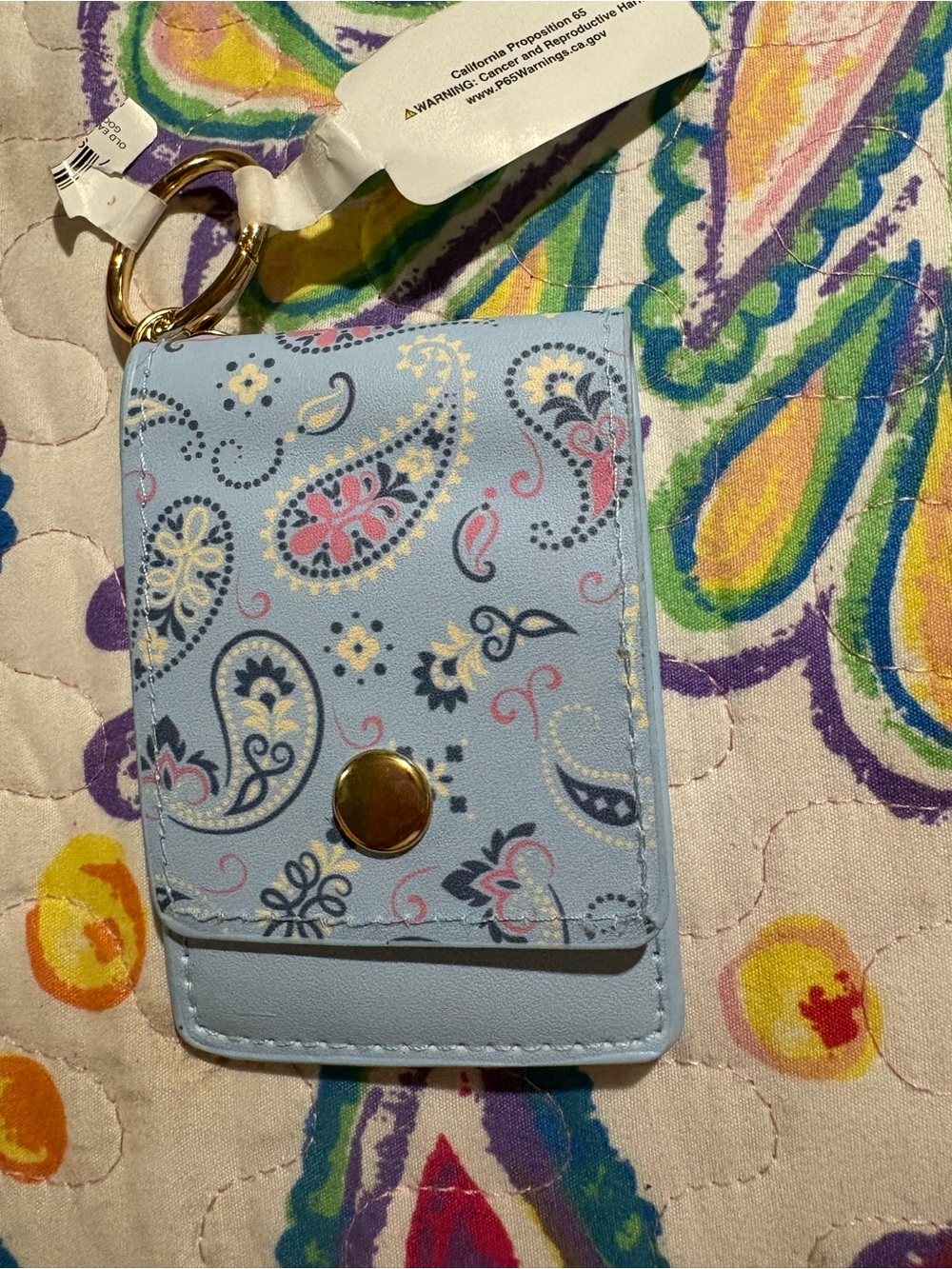 Paisley Light Blue Card Wallet with Keyring